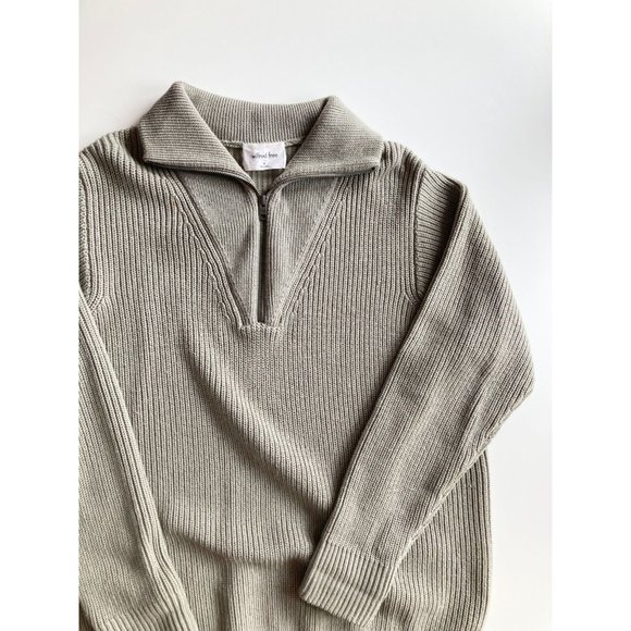 Aritzia WILFRED FREE Caton Green Wool Knit 1/2 Zip Mock Neck Sweater, Size M - Picture 6 of 14